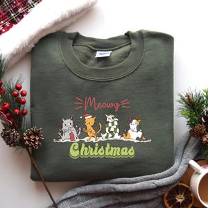 Meowy Christmas Sweatshirt, Happy Cat Year Shirt, Funny Christmas Cat Shirt, Christmas Gift for Cat Mom, Cat Lover Christmas Shirt,Cat Shirt