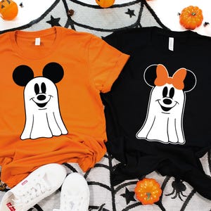 Retro Mickey Minnie Halloween Couple Shirts, Mickey Ghost Shirt, Minnie Ghost Shirt, Spooky Season Shirt, Disney Halloween Shirt