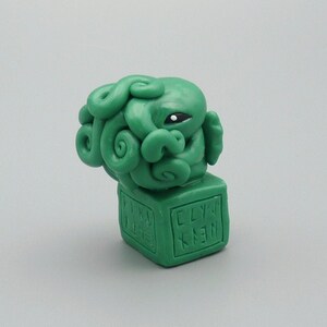 Jade Green Cthulhu Figure with Base, Original Horror Sculpture Inspired by H.P. Lovecraft