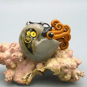 Steampunk Nautilus Necklace, Handmade Polymer Clay Jewelry image 1