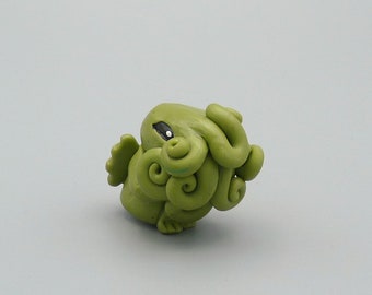Olive Green Cthulhu Figure, Original Horror Sculpture Inspired by H.P. Lovecraft