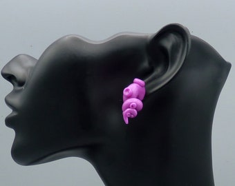Violet Tentacle Earrings, Handmade Polymer Clay Jewelry