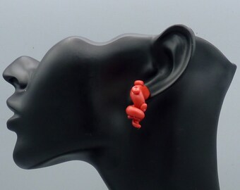 Crimson Tentacle Earrings - Handmade Polymer Clay Jewelry
