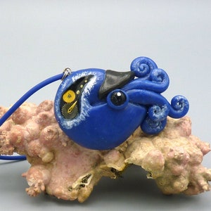 Time Nautilus Necklace, Polymer Clay Jewelry