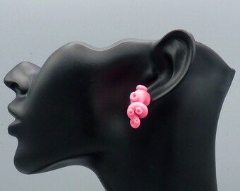 Candy Pink Tentacle Earrings - Handmade Polymer Clay Jewelry