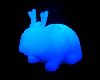 Glowing White Jackalope - Resin Creature Sculpture