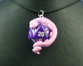 Lavender and Purple Sanity Check Necklace - Tentacle Wrapped D20 Pendant