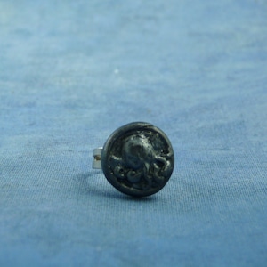 Antique Silver Cthulhu Ring, Polymer Clay Lovecraft Jewelry