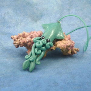 Tropical Sea Squid Necklace Polymer Clay Cephalopod Jewelry image 2