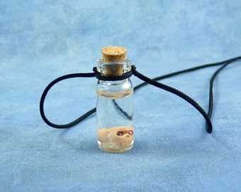 Skull Specimen Jar Necklace, Handmade Science Fiction Jewelry