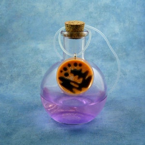 Black Bacteria on Orange Agar Culture Necklace, Handmade Biology Jewelry