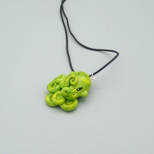 Green Moss Octopus Necklace, Handmade Polymer Clay Jewelry image 4