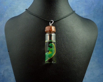 Velociraptor Specimen Jar Necklace, Handmade Prehistoric Jewelry