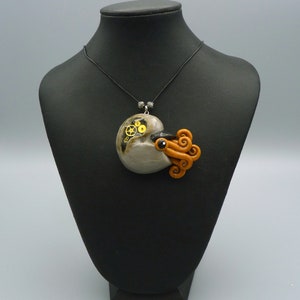 Steampunk Nautilus Necklace, Handmade Polymer Clay Jewelry image 3