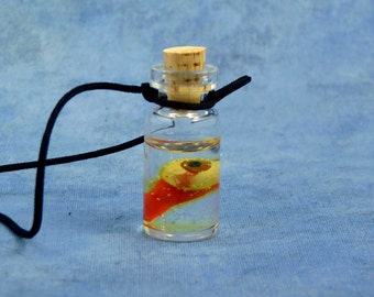 Brown Eye Specimen Jar Necklace, Handmade Biology Jewelry