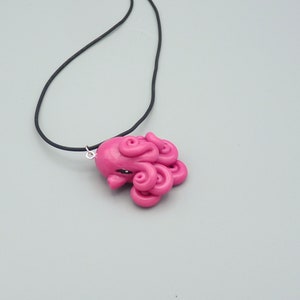 Sunset Octopus Necklace, Fuchsia Polymer Clay Cephalopod Jewelry image 4
