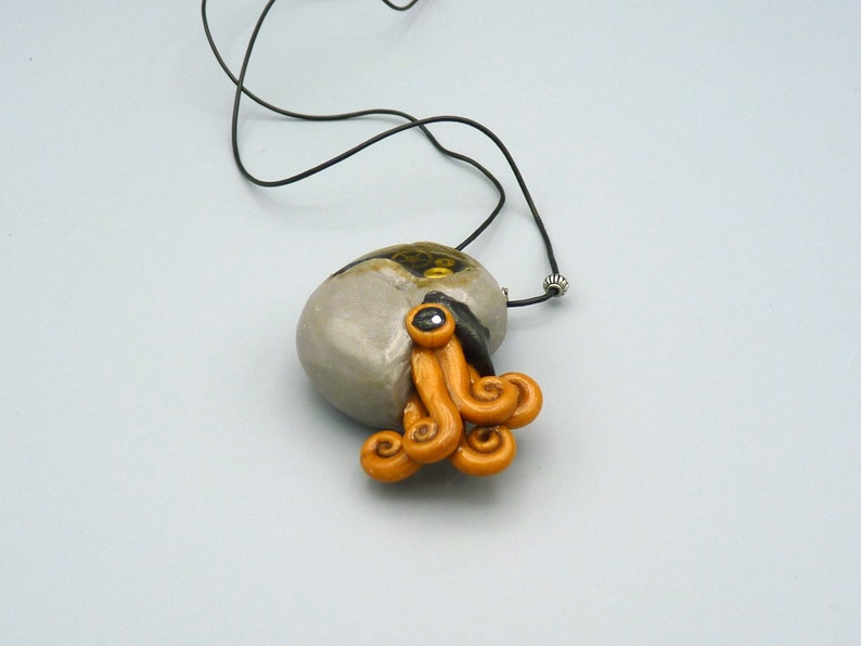 Steampunk Nautilus Necklace, Handmade Polymer Clay Jewelry image 5