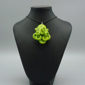 Green Moss Octopus Necklace, Handmade Polymer Clay Jewelry image 2