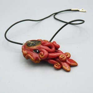 Gilded Steampunk Cuttlefish Necklace, Polymer Clay Sea Life Jewelry image 5