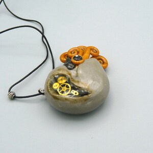 Steampunk Nautilus Necklace, Handmade Polymer Clay Jewelry image 4