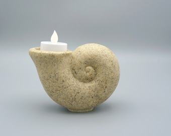 Nautilus Shell Candle Holder - Resin in Sandy Granite Color