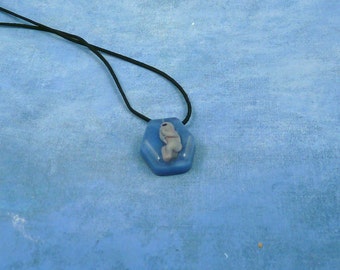 Glowing Alien Fetus Encapsulated Specimen Necklace, Handmade Science Fiction Jewelry