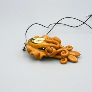 Brass Steampunk Cuttlefish Necklace, Clockwork Cephalopod Jewelry image 2