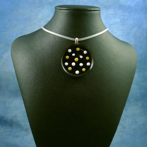 Yellow and White Bacteria on Black Agar Culture Necklace, Handmade Microbiology Jewelry image 3