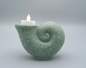 Nautilus Shell Candle Holder - Resin in Mossy Granite Color