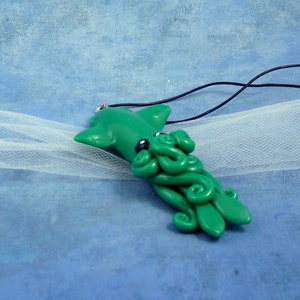 Jade Squid Necklace, Polymer Clay Squid Jewelry image 3