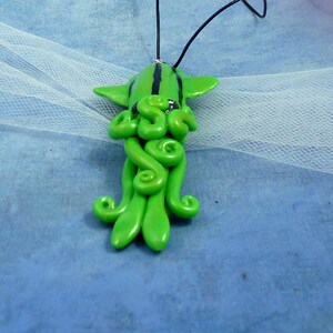 Green Squid Necklace, Handmade Polymer Clay Jewelry image 4
