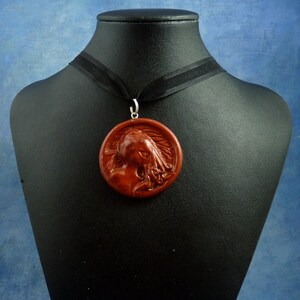 Copper Cthulhu Cameo Necklace, Polymer Clay Horror Jewelry image 1