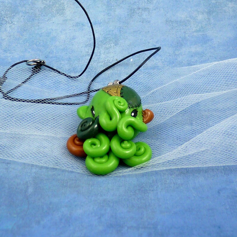 Frankenpod Octopus Necklace Polymer Clay Halloween Jewelry Etsy