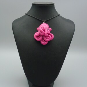 Sunset Octopus Necklace, Fuchsia Polymer Clay Cephalopod Jewelry image 2