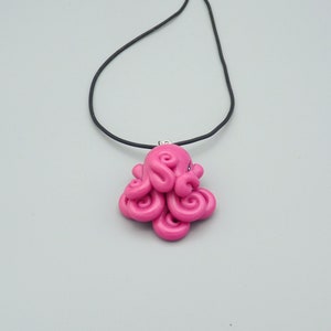 Sunset Octopus Necklace, Fuchsia Polymer Clay Cephalopod Jewelry image 3