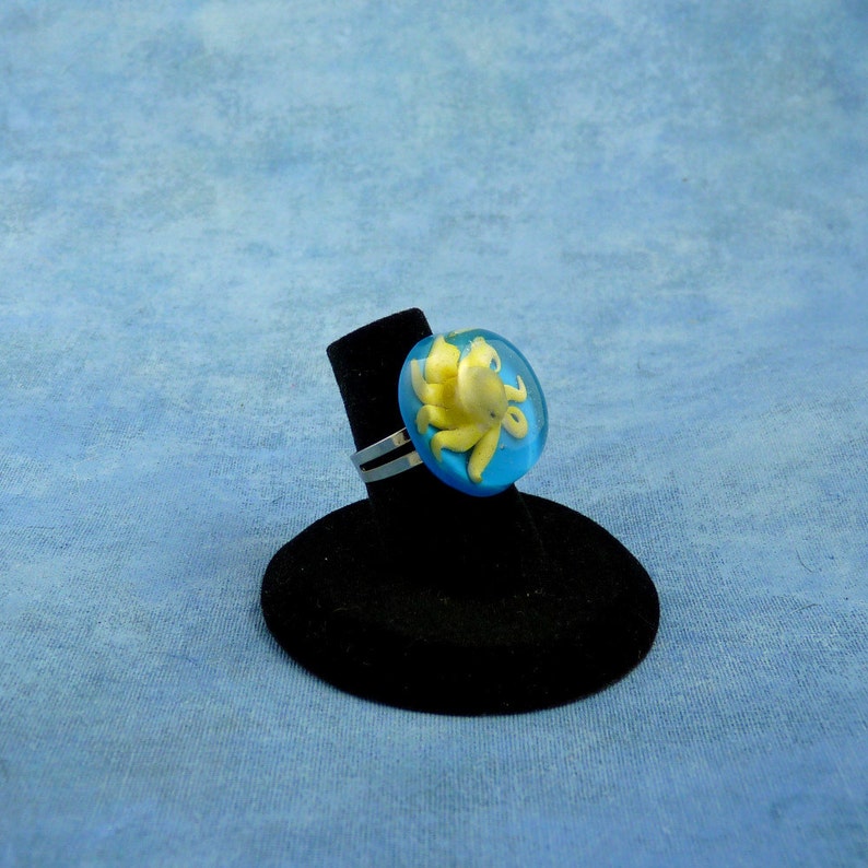 Encapsulated Octopus Specimen Ring Handmade Biology Jewelry Etsy