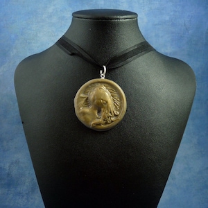 Gray Cthulhu Cameo Necklace, Handmade Polymer Clay Jewelry