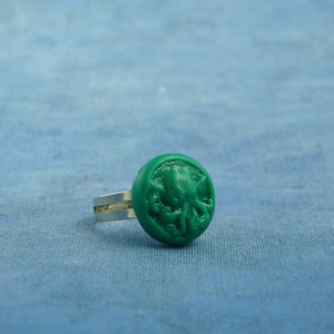 Jade Cthulhu Ring, Polymer Clay Lovecraft Jewelry