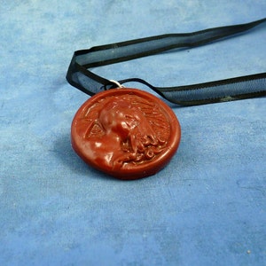 Copper Cthulhu Cameo Necklace, Polymer Clay Horror Jewelry image 3