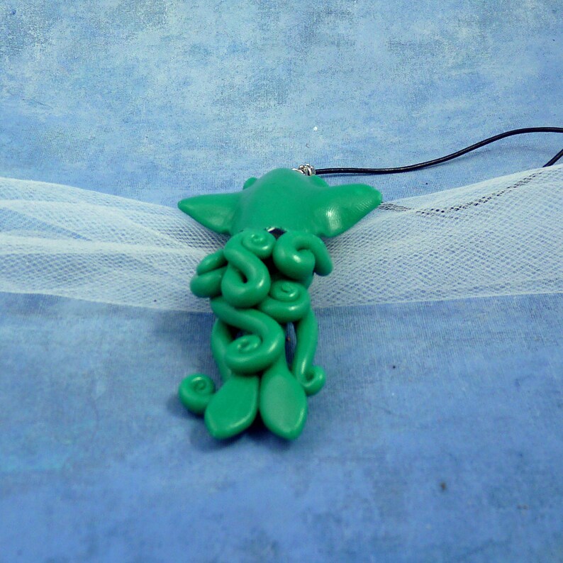 Jade Squid Necklace, Polymer Clay Squid Jewelry image 4