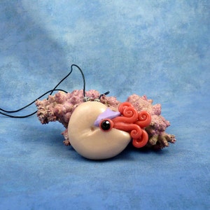 Pastel Nautilus Necklace, Kawaii Pink Polymer Clay Jewelry