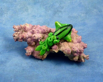 Green Squid Pin, Handmade Polymer Clay Jewelry