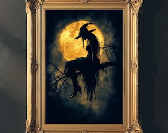 Halloween Witch Wall Art Instant Download Poster Print, Witch Decor, Halloween Party Decor, Witchcraft Wall Art, Witchcore Aesthetic Print