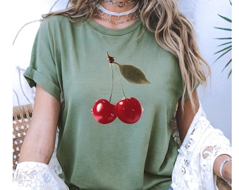 Vintage Cherry Graphic T-Shirt: Retro Women’s Fruit Summer Tee