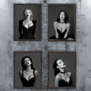 Vampire decor Wall Art Set for Halloween Decorating, Halloween Vampire Prints, Printable Vampire Posters, Vintage Vampire Halloween Decor