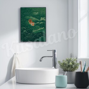 Vintage Japanese Tiger Poster Print & Framed Canvas Wrap: Vintage Minimalist Asian Inspired Zen Wall Decor, Japandi Art afbeelding 13