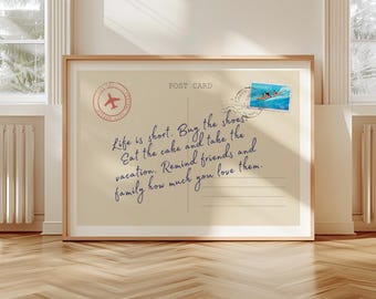 Impresión de decoración de pared con postal vintage: presenta un mensaje de afirmación divertido e inspirador sobre cómo vivir tu mejor vida.