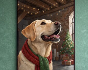 Labrador Christmas Art – Festive Dog Illustration (Digital Download)