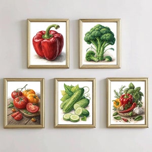 Vegetable Watercolor Print: Rustic Kitchen Wall Art (Digital Download)