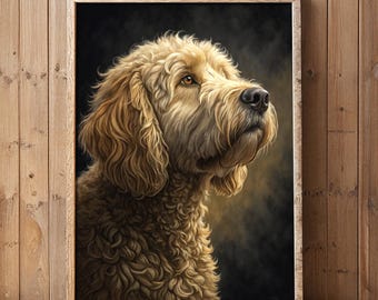 Golden Labradoodle Art Print: Curly Dog Breed Poster (Digital Download)